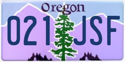 OR license plate 021JSF