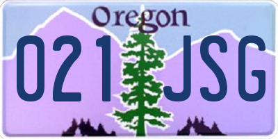 OR license plate 021JSG