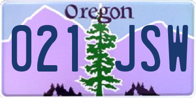 OR license plate 021JSW