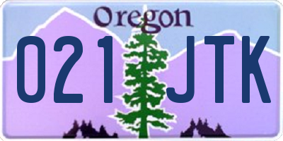 OR license plate 021JTK