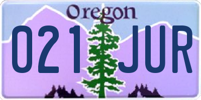 OR license plate 021JUR