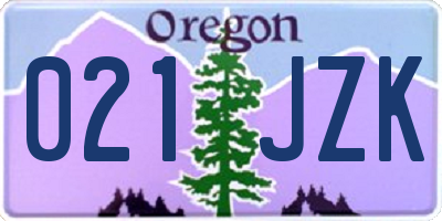 OR license plate 021JZK