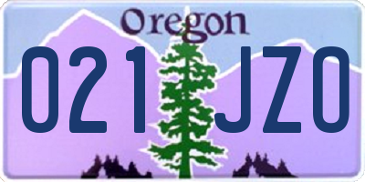 OR license plate 021JZO