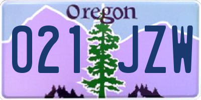 OR license plate 021JZW