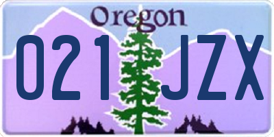 OR license plate 021JZX