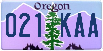 OR license plate 021KAA