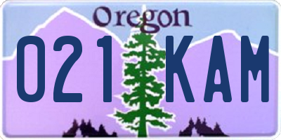 OR license plate 021KAM