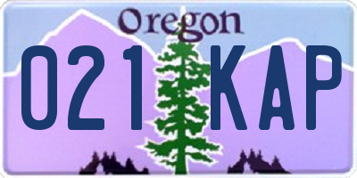 OR license plate 021KAP