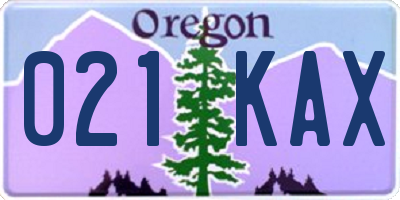 OR license plate 021KAX