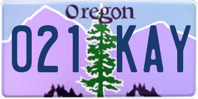 OR license plate 021KAY