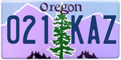 OR license plate 021KAZ