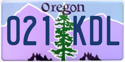 OR license plate 021KDL