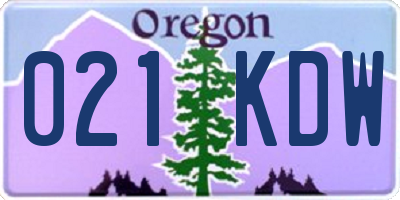 OR license plate 021KDW