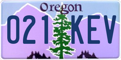 OR license plate 021KEV