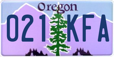 OR license plate 021KFA