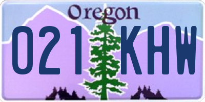 OR license plate 021KHW