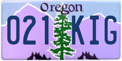 OR license plate 021KIG