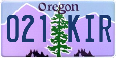 OR license plate 021KIR