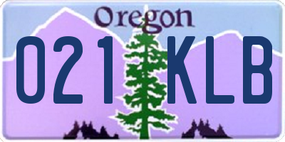 OR license plate 021KLB
