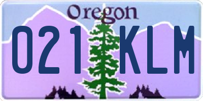 OR license plate 021KLM