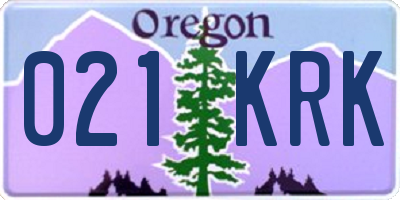 OR license plate 021KRK
