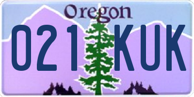 OR license plate 021KUK