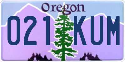 OR license plate 021KUM