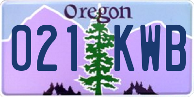 OR license plate 021KWB