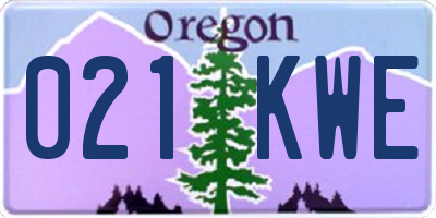 OR license plate 021KWE