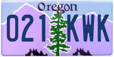 OR license plate 021KWK