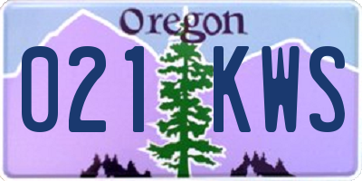 OR license plate 021KWS