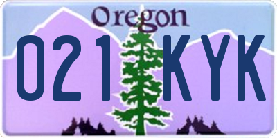 OR license plate 021KYK