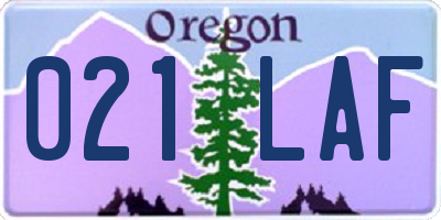 OR license plate 021LAF