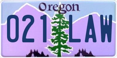 OR license plate 021LAW