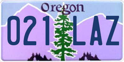 OR license plate 021LAZ
