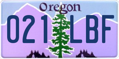 OR license plate 021LBF