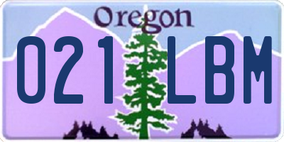 OR license plate 021LBM