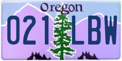 OR license plate 021LBW