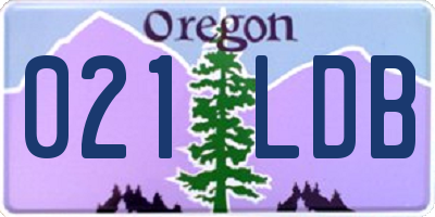 OR license plate 021LDB