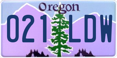 OR license plate 021LDW
