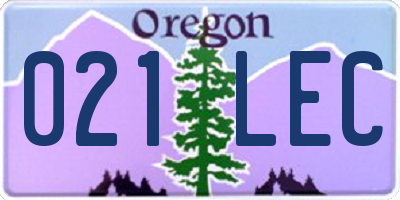 OR license plate 021LEC