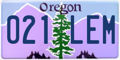 OR license plate 021LEM