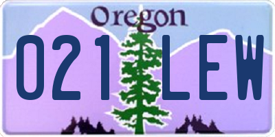 OR license plate 021LEW