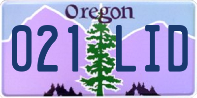 OR license plate 021LID