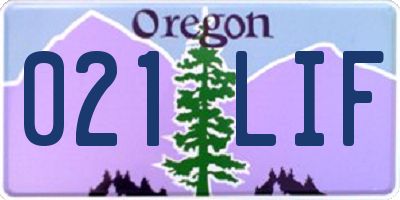 OR license plate 021LIF