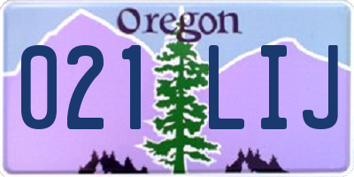 OR license plate 021LIJ