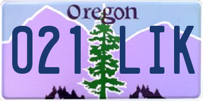 OR license plate 021LIK