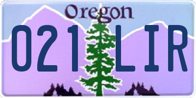 OR license plate 021LIR