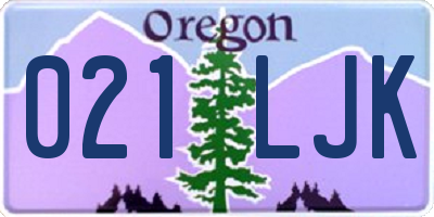 OR license plate 021LJK