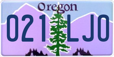 OR license plate 021LJO